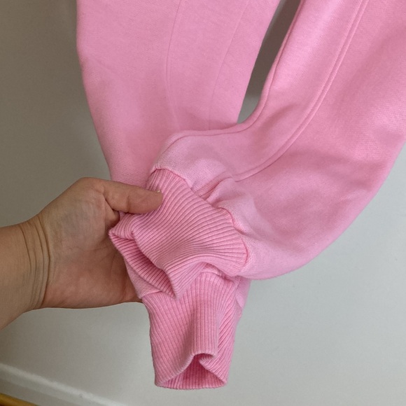 Vintage Joggers Womens Small Pink Fleece Warm Up Pants 80s Jazzercise - Picture 9 of 12